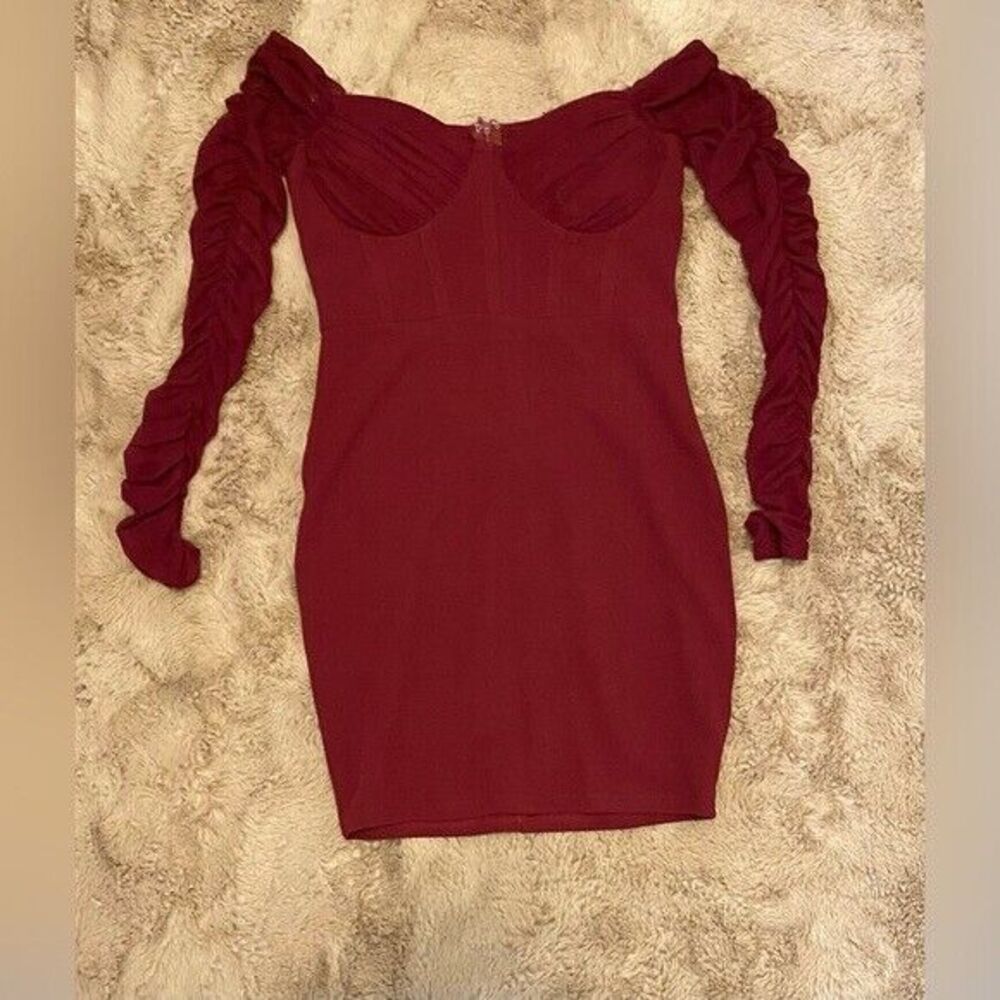 Style & Co Mini Bodycon Dress Off‎ shoulder ruched long sleeves NWT!